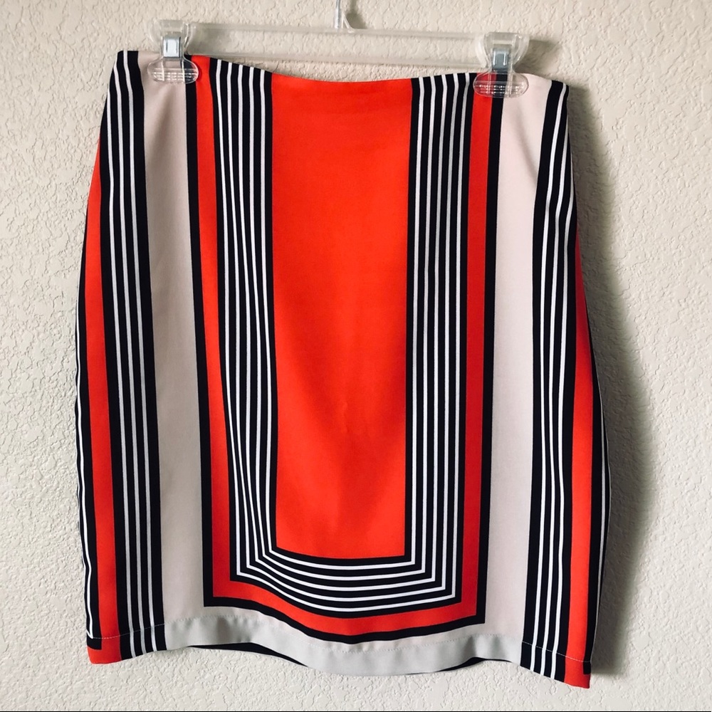 New York & Co. Orange and Black Pencil Skirt